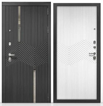Дверь входная Торино черный муар с блестками черный кварц/софт белый