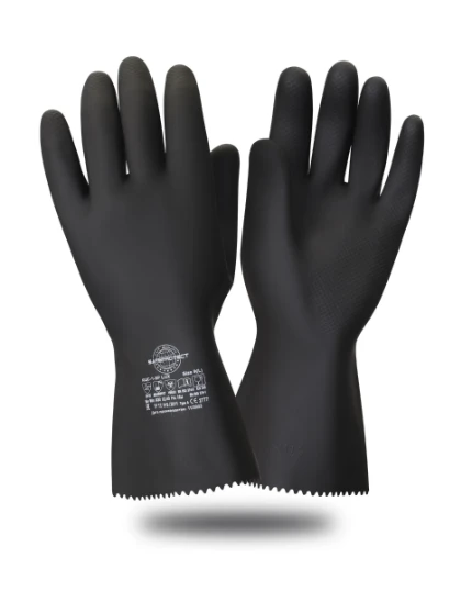 Фото для Перчатки Safeprotect КЩС-1-SP LUX черные (латекс, слой Silver, толщ.0,65мм, дл.300мм)