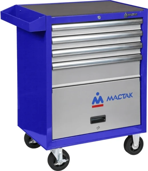 Фото для Тележка инструментальная серии «ПРИМА», 4 полки и отсек, синяя МАСТАК 522-04581B