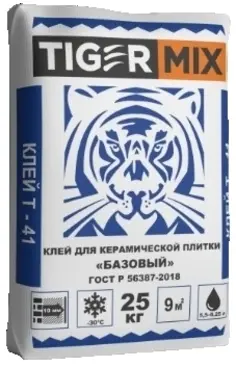 Клей для керамической плитки «БАЗОВЫЙ» Т-41 TigerMix ГОСТ Р 56387-2018